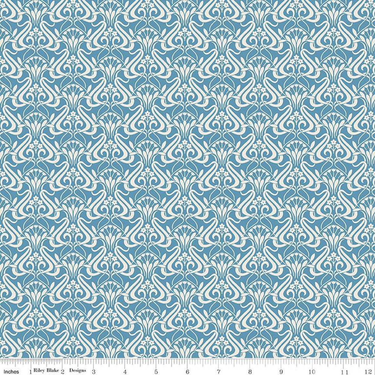 Liberty Fabrics-Nouveau Shadow Blue Lagoon-fabric-gather here online