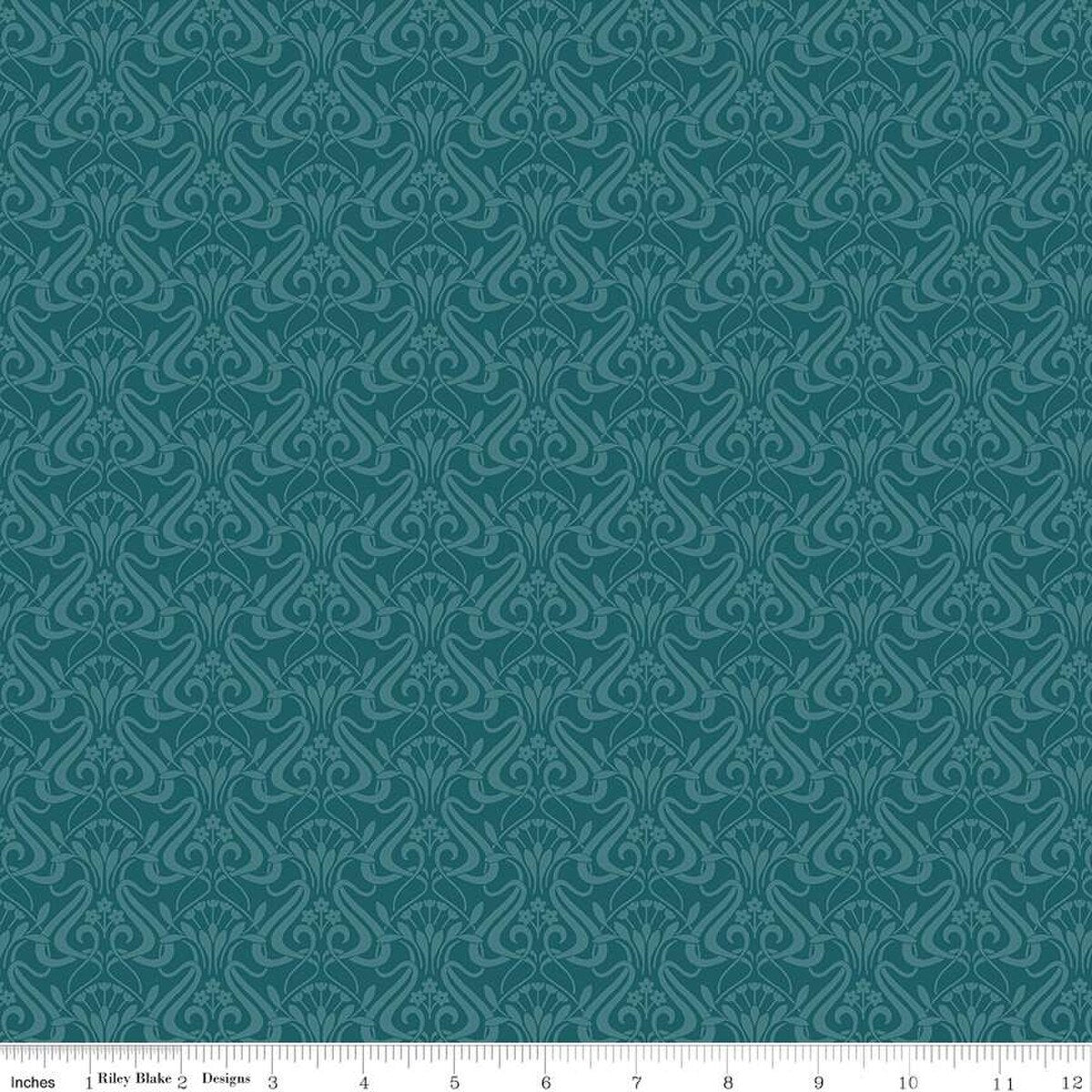 Liberty Fabrics-Nouveau Shadow Ocean Green-fabric-gather here online