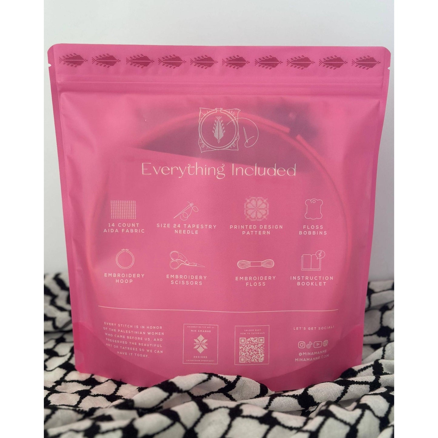 Min Amanne Tatreez Designs-Al Qamar Qabbeh Tatreez Kit-xstitch kit-gather here online