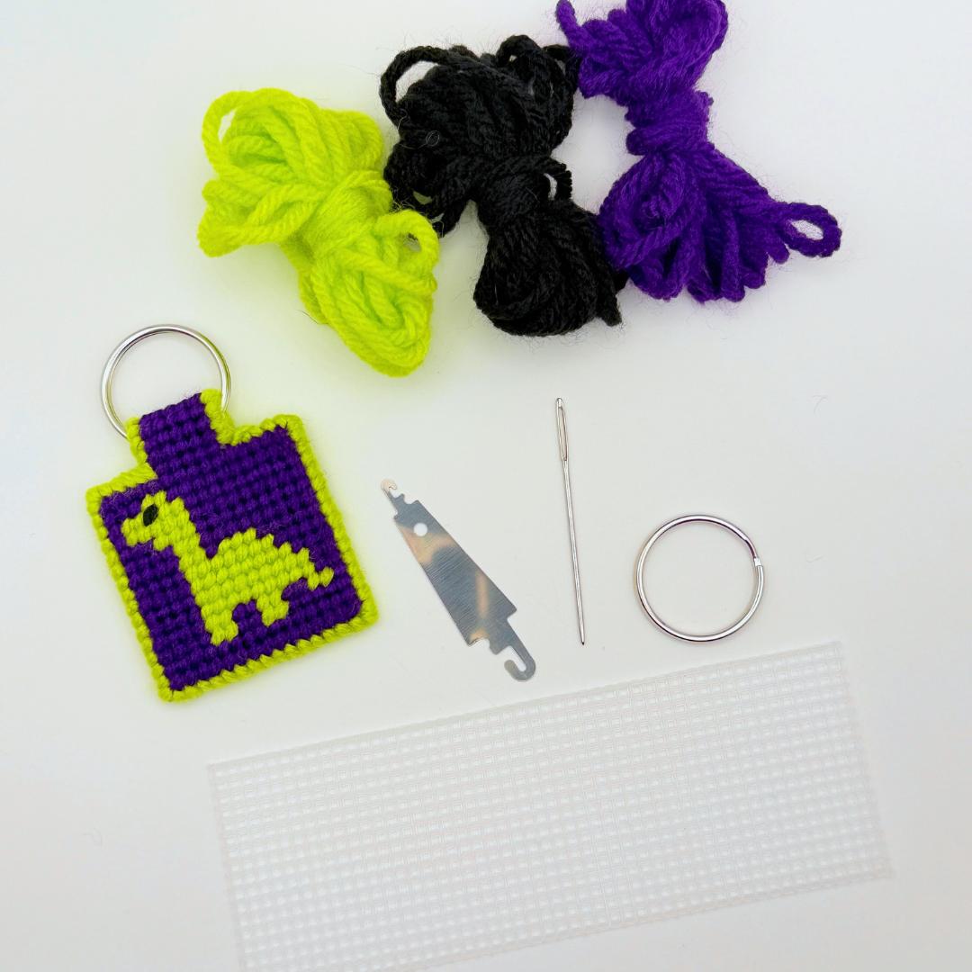 Just Stitching Away-Needlepoint Keychain Kit - Dinosaur-xstitch kit-gather here online