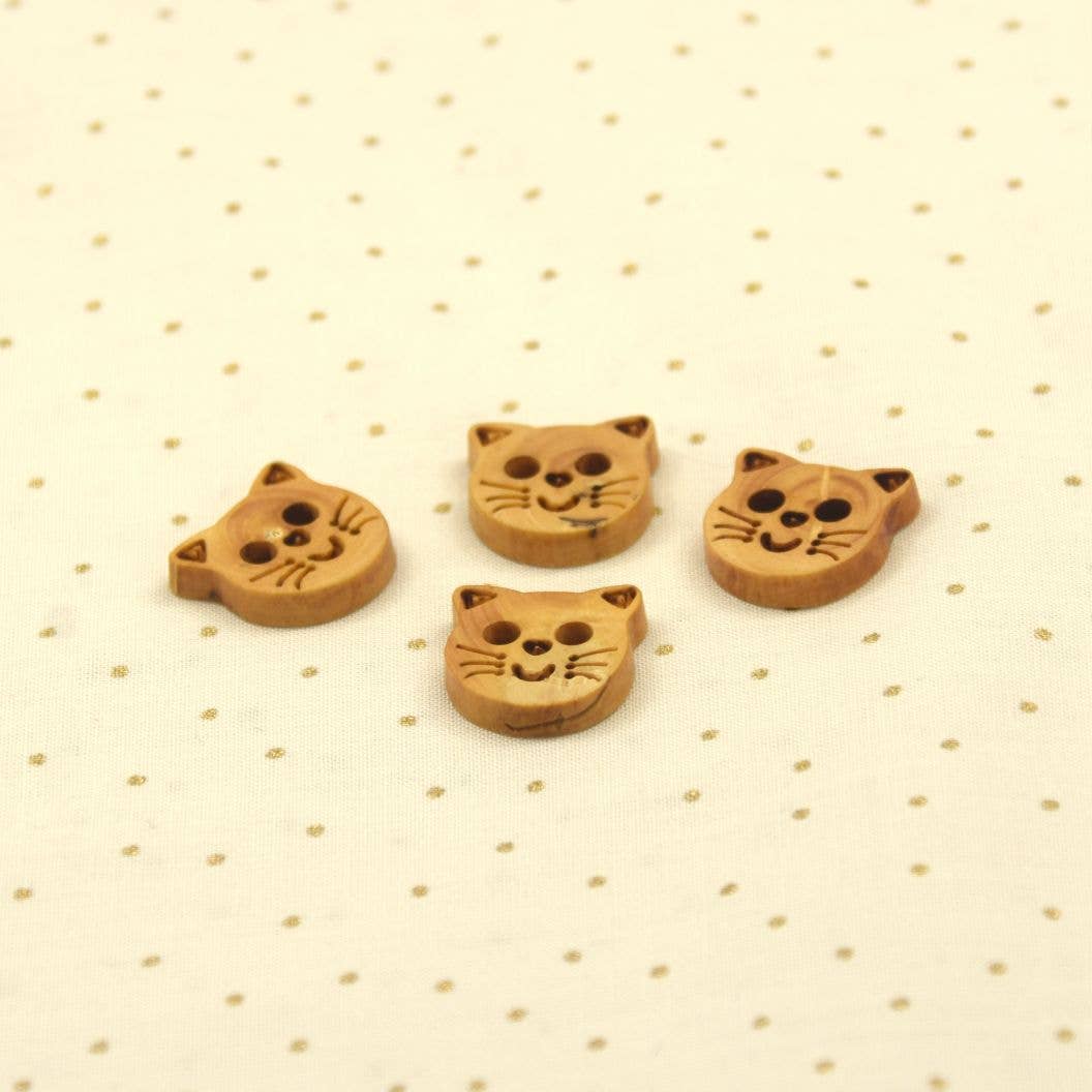 LA DROGUERIE-Wooden Cat Button - 18mm-button-gather here online
