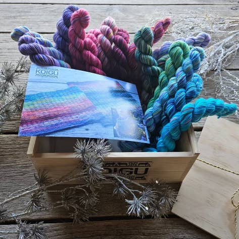Koigu Wool Designs-Wooden Gift Box Colorscape - Hat, Mitts, Cowl Set-yarn-gather here online