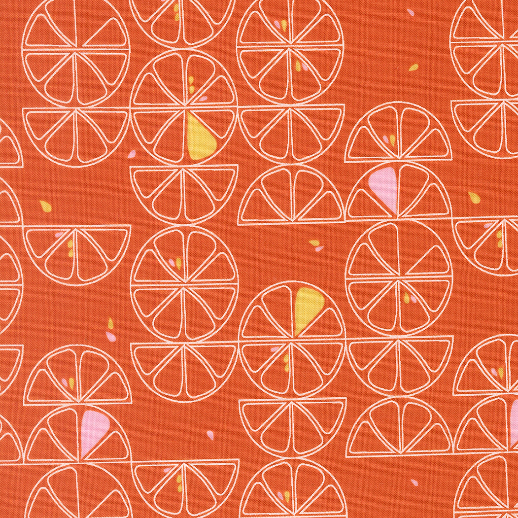 Moda-Lemon Slice Papaya-fabric-gather here online