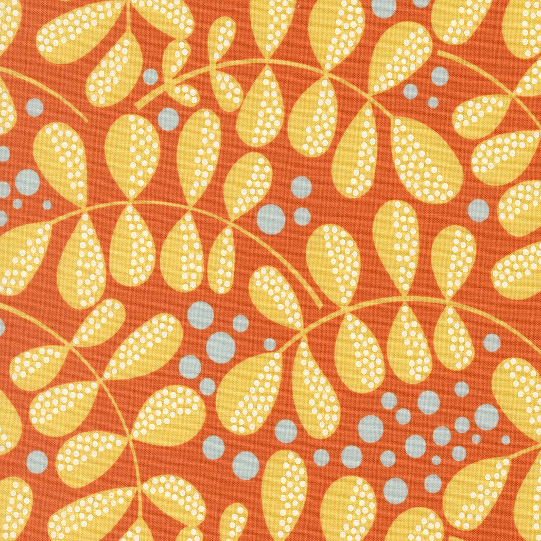 Moda-Fern Fiesta Papaya-fabric-gather here online