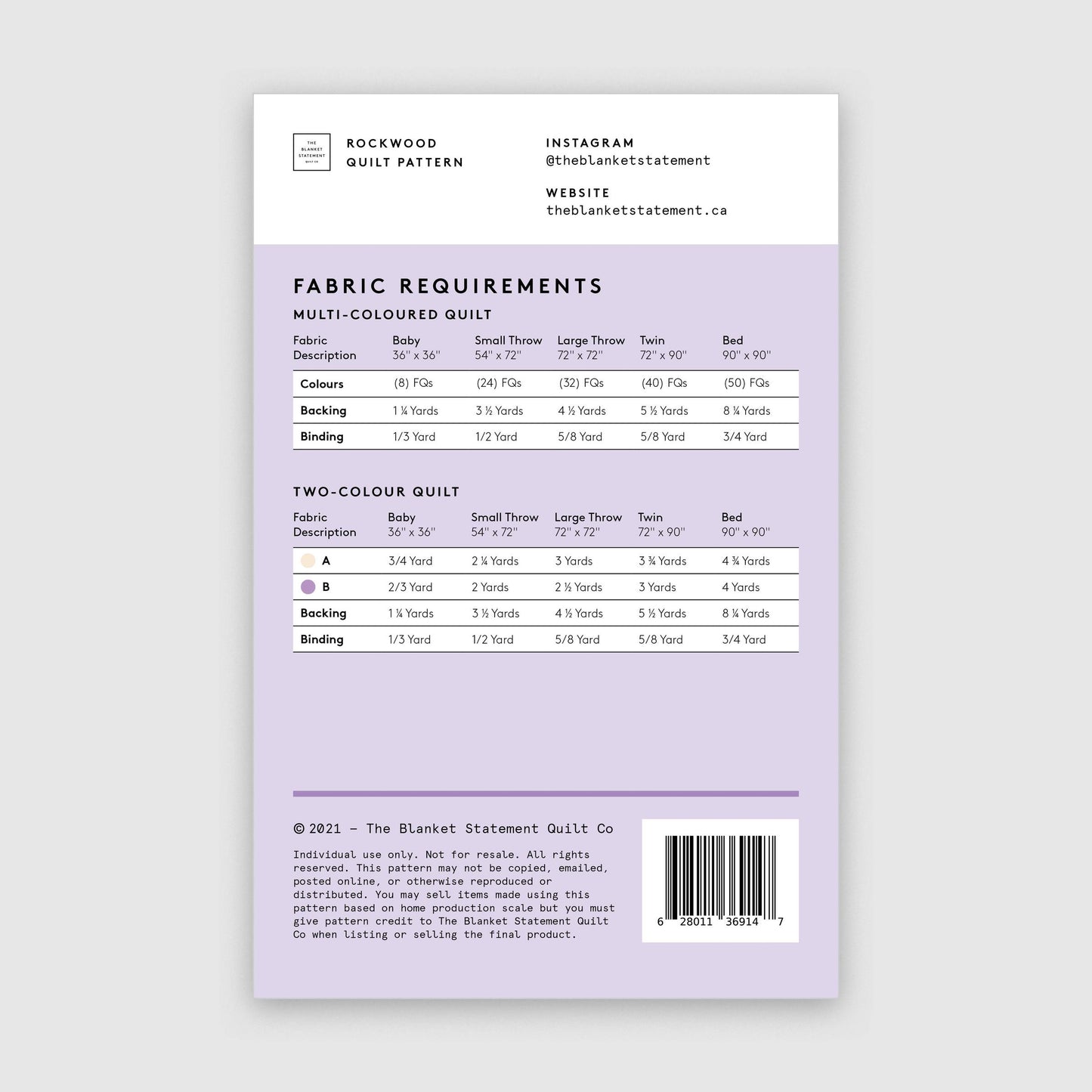 The Blanket Statement-Rockwood Quilt Pattern-quilting pattern-gather here online