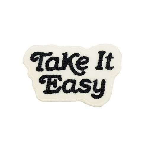 Take It Easy Chain Stitched Sew-On Patch - Cream