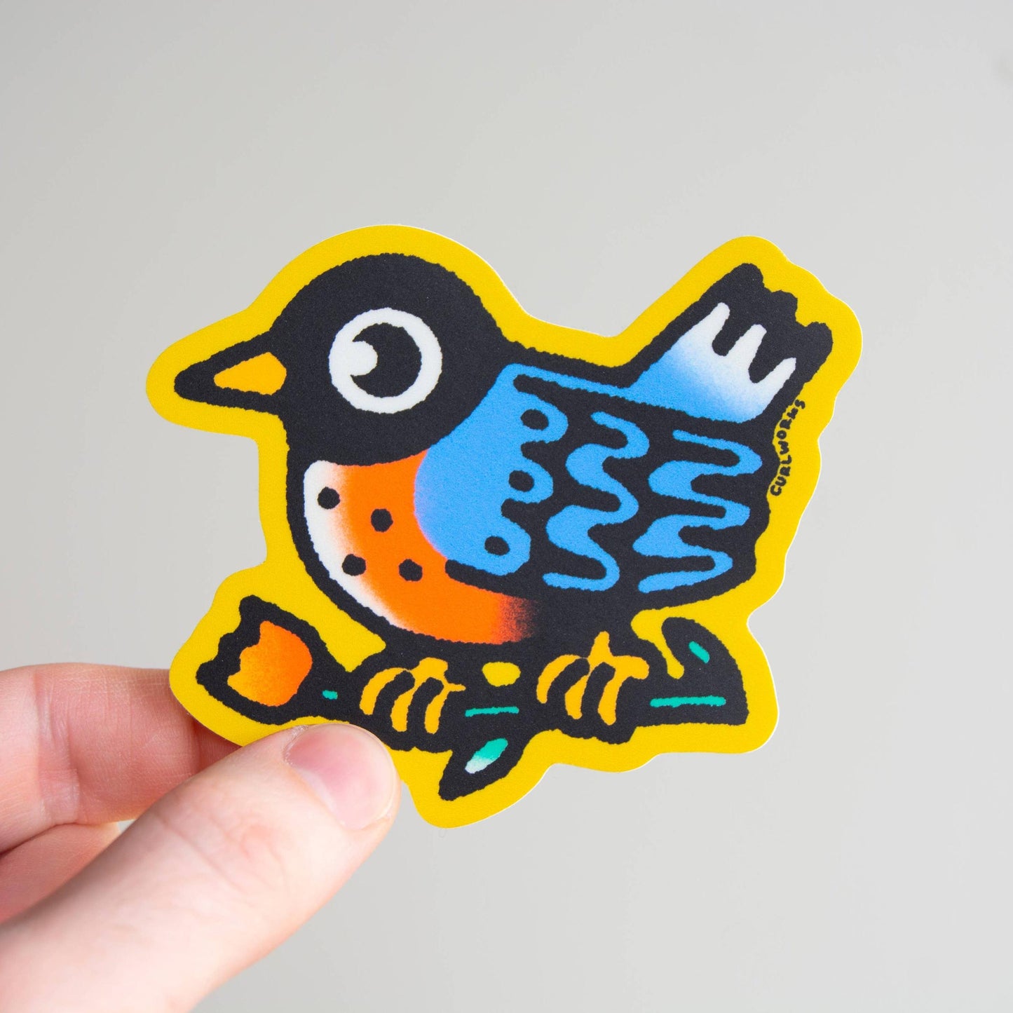 American Robin with Tulip Vinyl Sticker