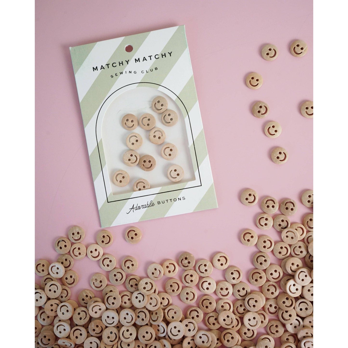 Matchy Matchy Sewing Club-Smiley Face 1/2" Wood Buttons-button-gather here online