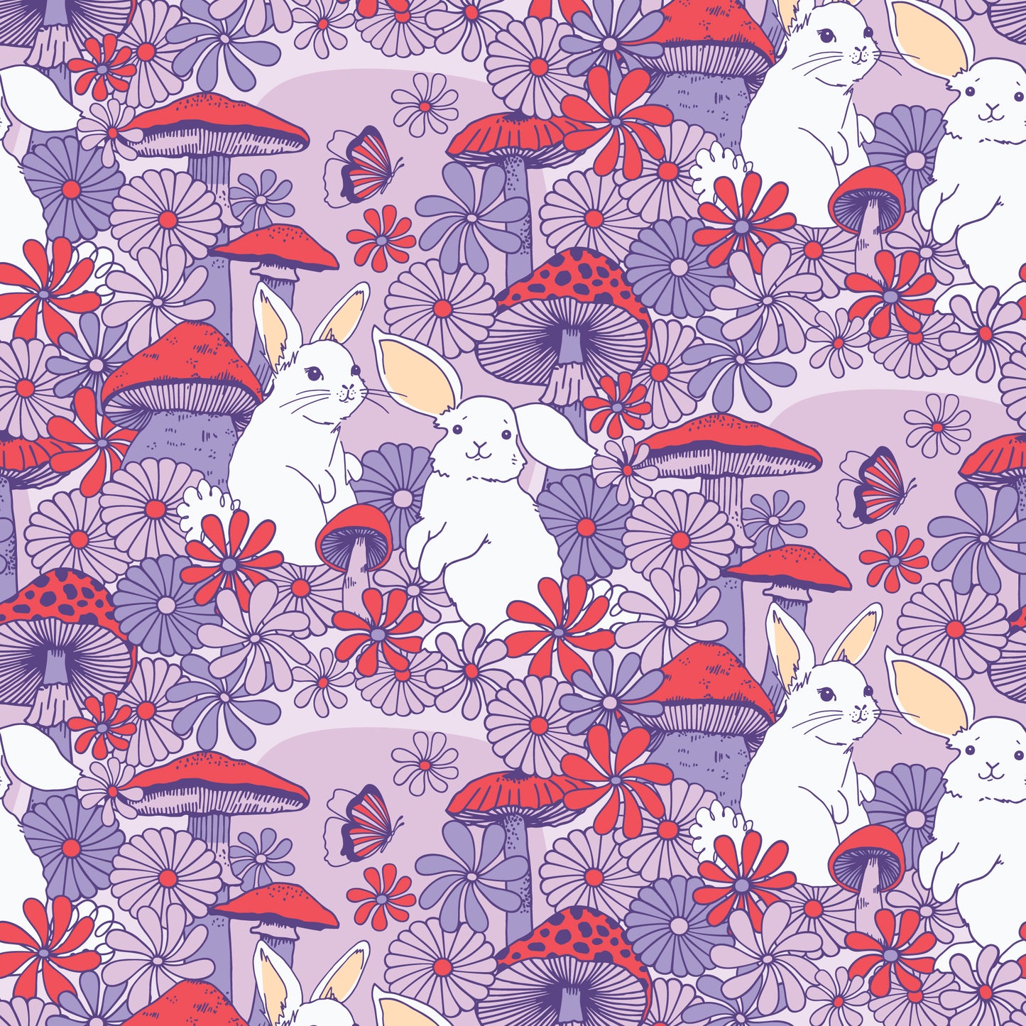Cloud9-Mushroom Bunnies-fabric-gather here online