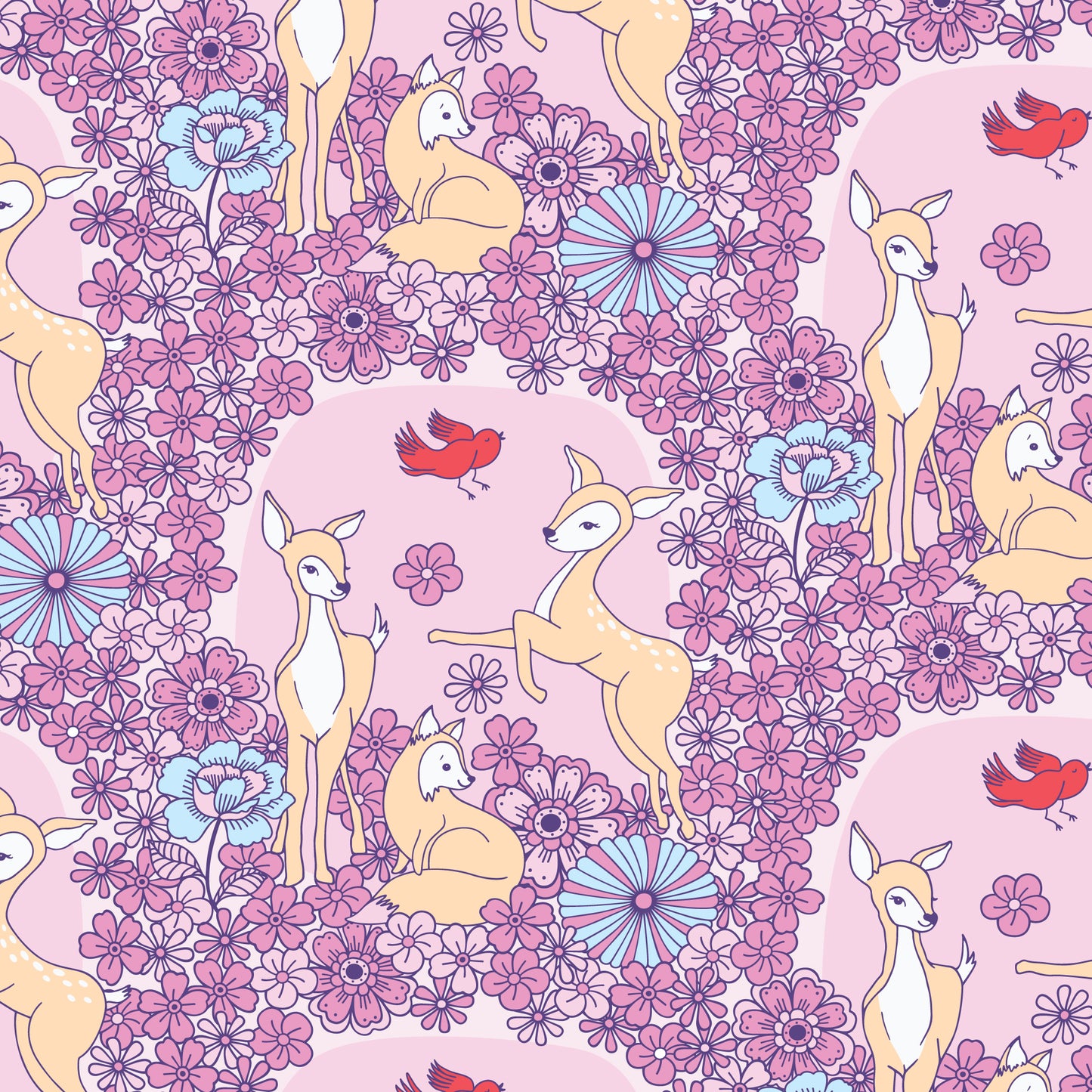 Cloud9-Floral Deer-fabric-gather here online