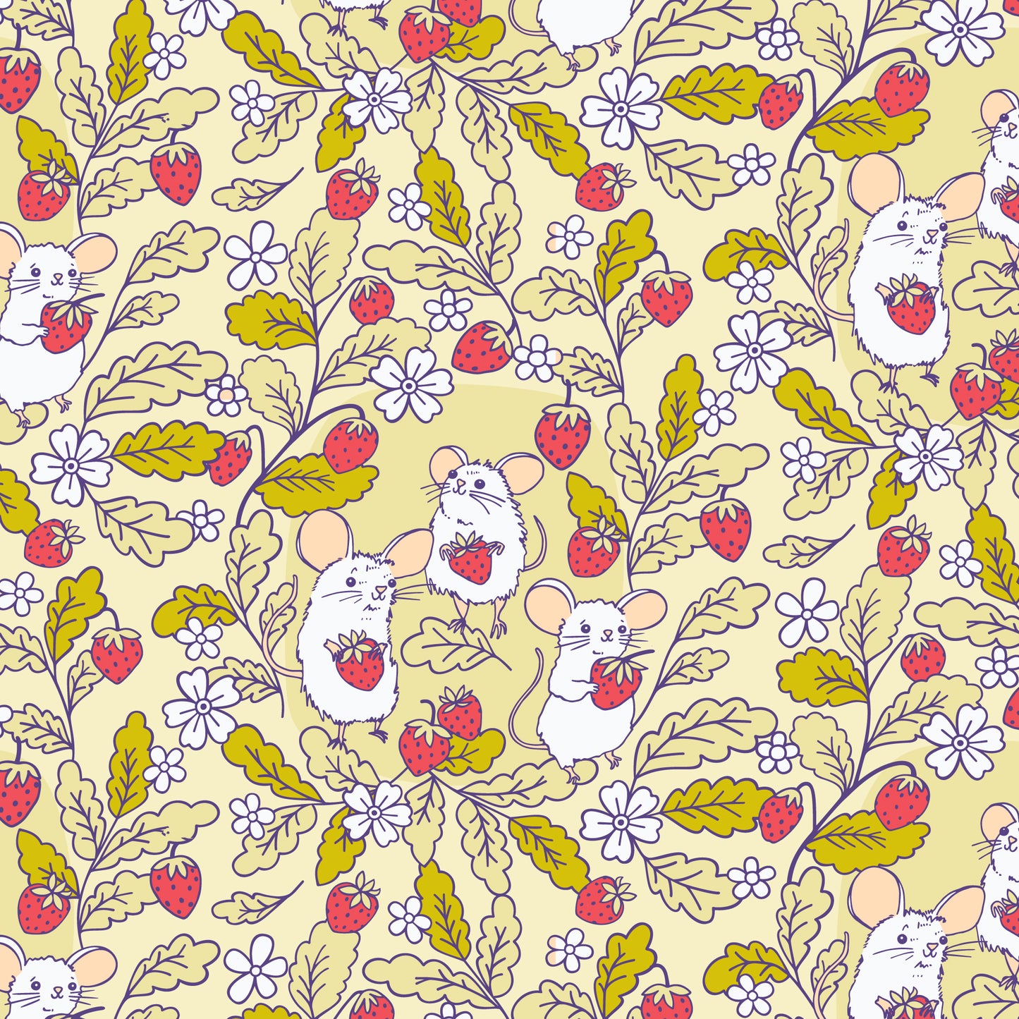 Cloud9-Strawberry Mice-fabric-gather here online