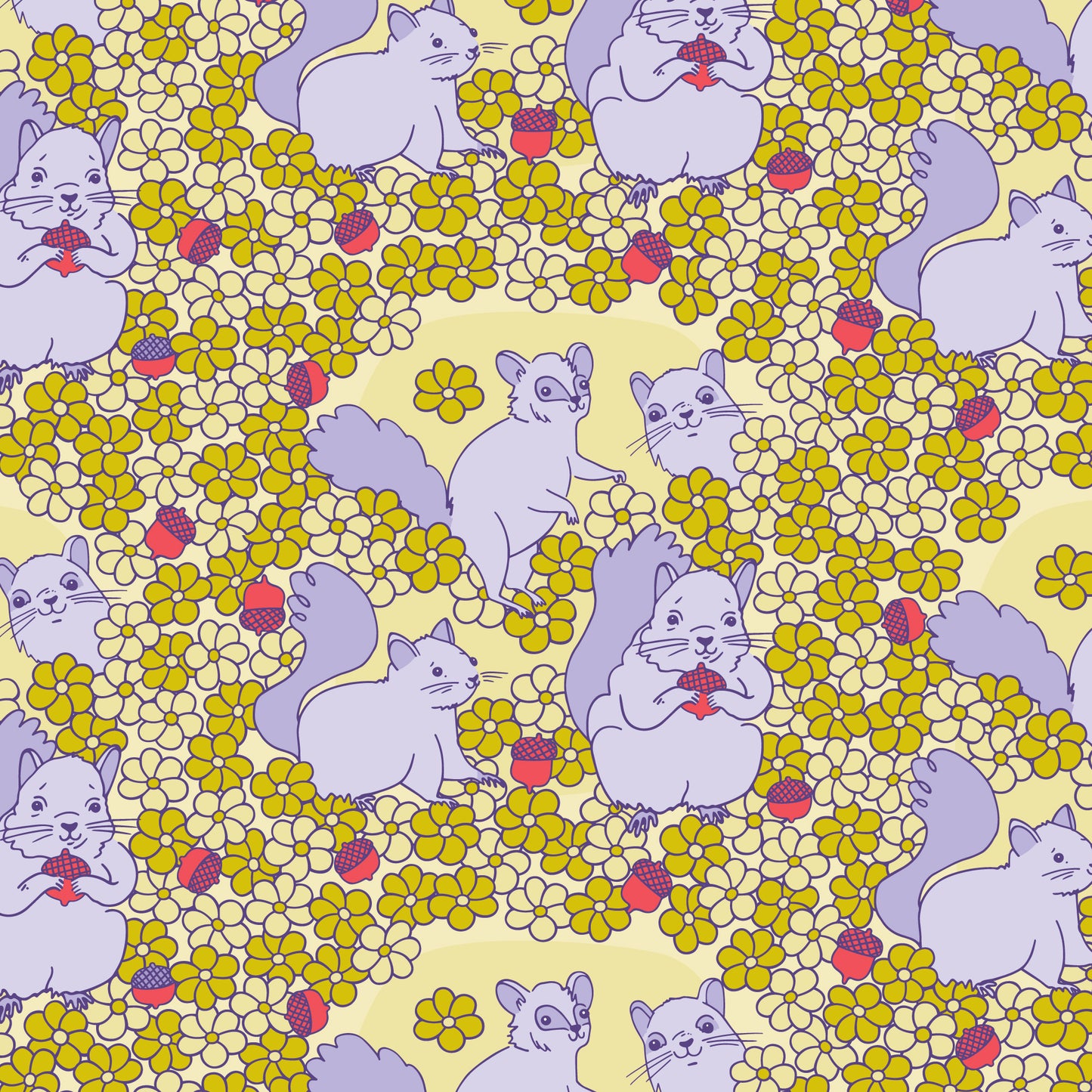 Cloud9-Playful Squirrels-fabric-gather here online