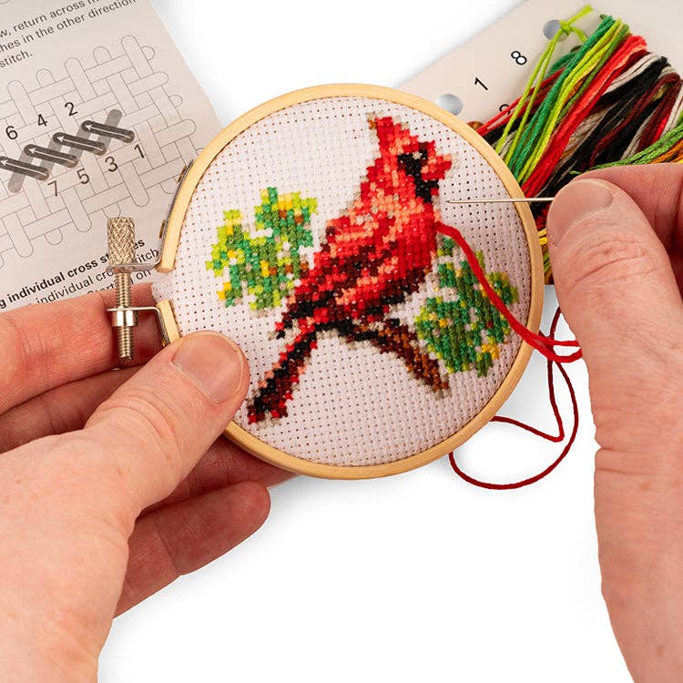Kikkerland-Cardinal MiniCross StitchEmbroidery-xstitch kit-gather here online