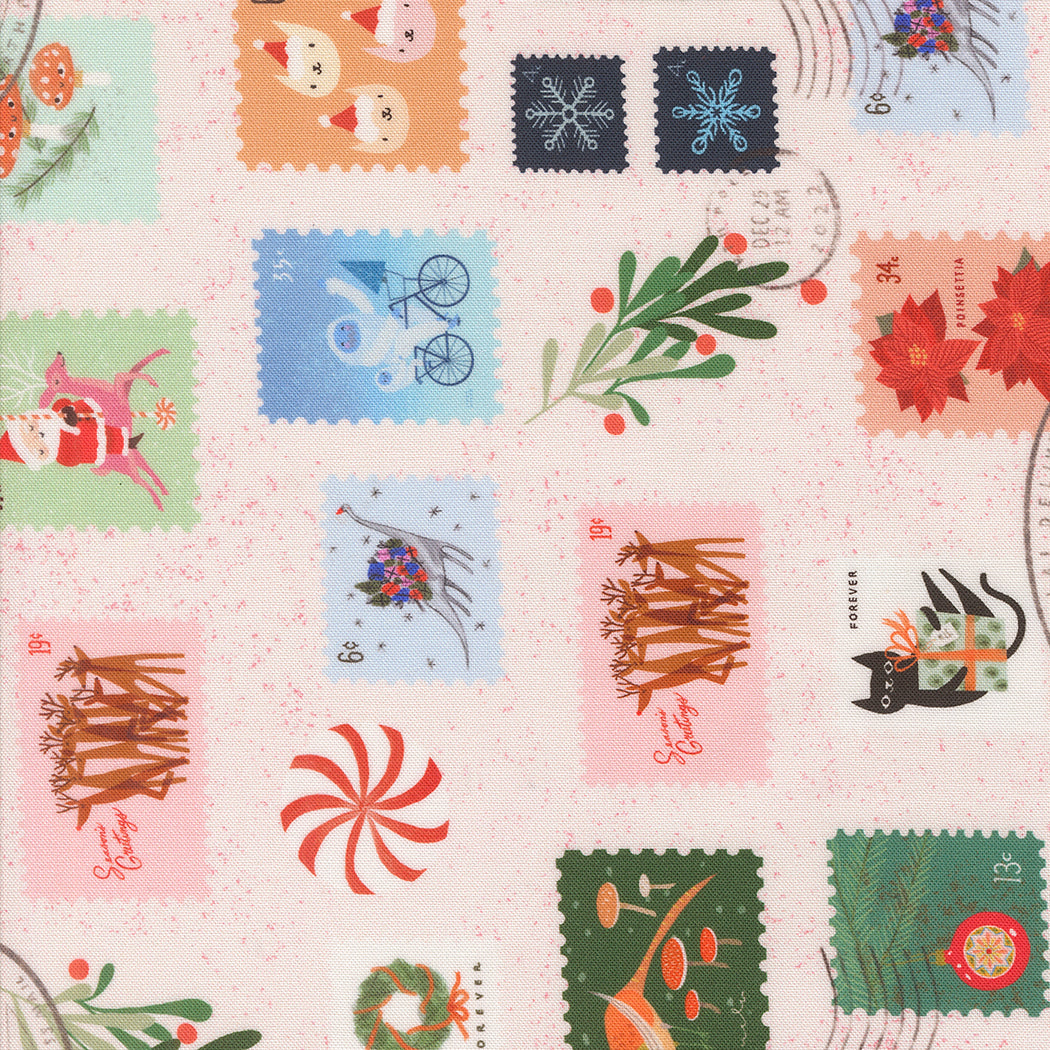 Moda-Christmas Stamps Snow-fabric-gather here online