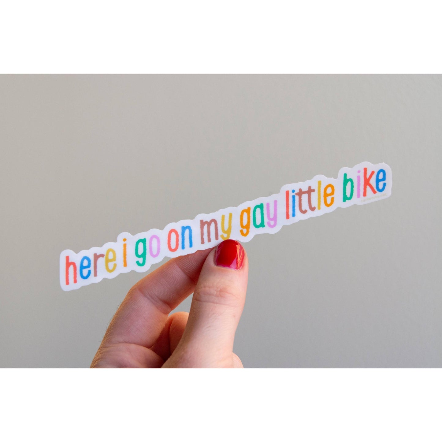 Curlworks-Here I Go On My Little Gay Bike Vinyl Sticker-sticker-gather here online