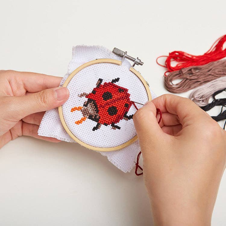 Kikkerland-Mini Cross Stitch Embroidery Kit - Ladybug-xstitch kit-gather here online