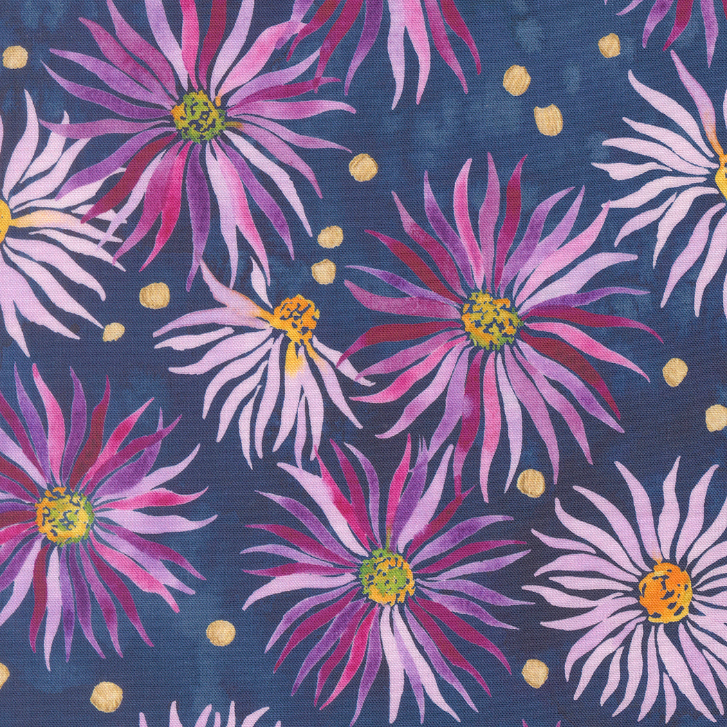 Moda-Wall Flower Navy-fabric-gather here online
