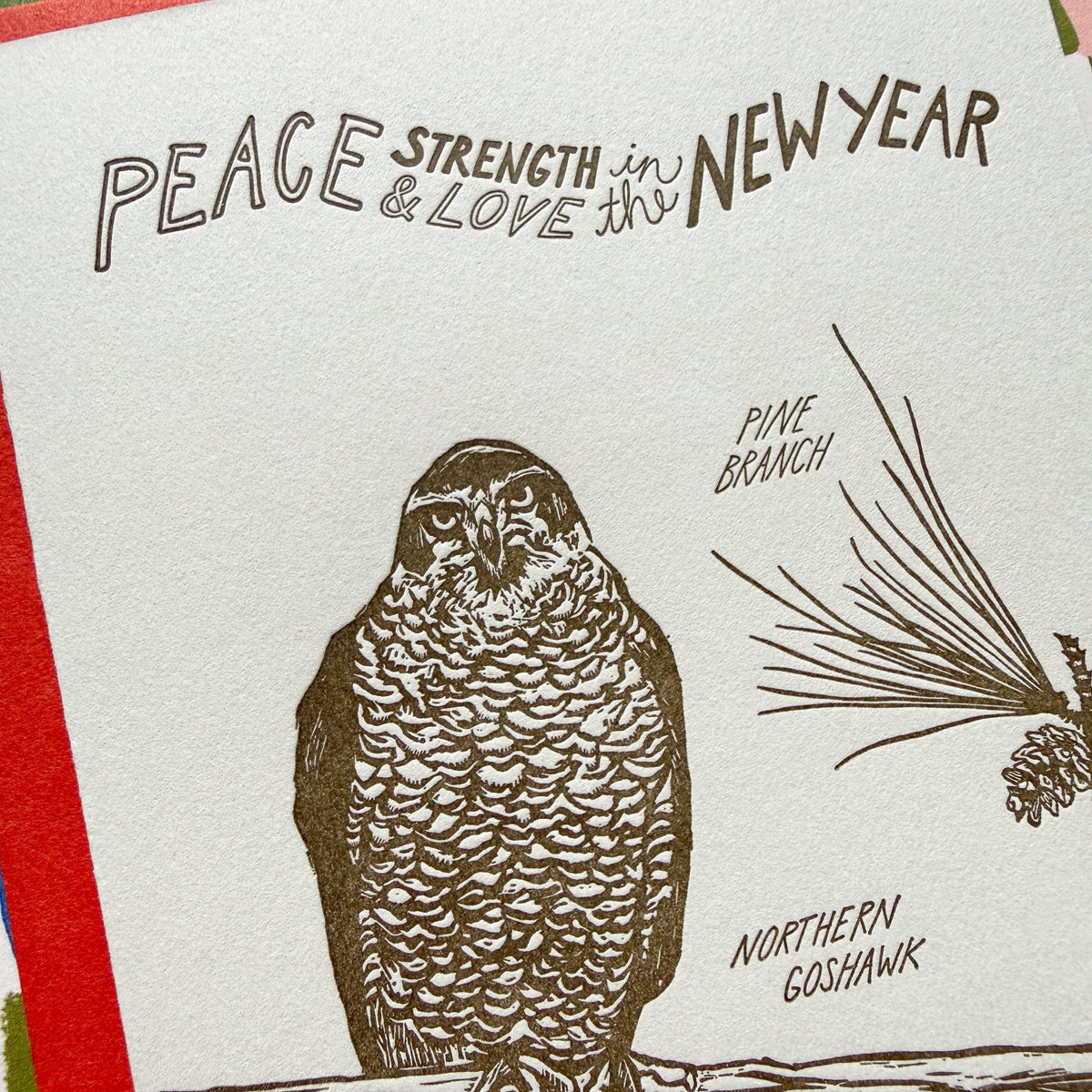 Peace In The New Year Hawk Greeting Card
