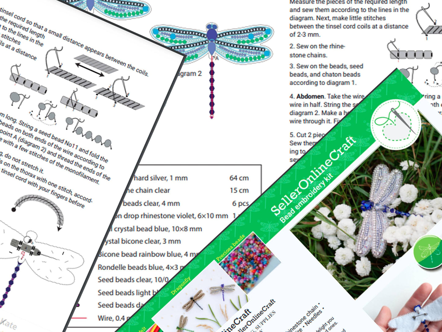 Dragonfly Beaded Brooch Kit: DIY Insect Jewelry Making
