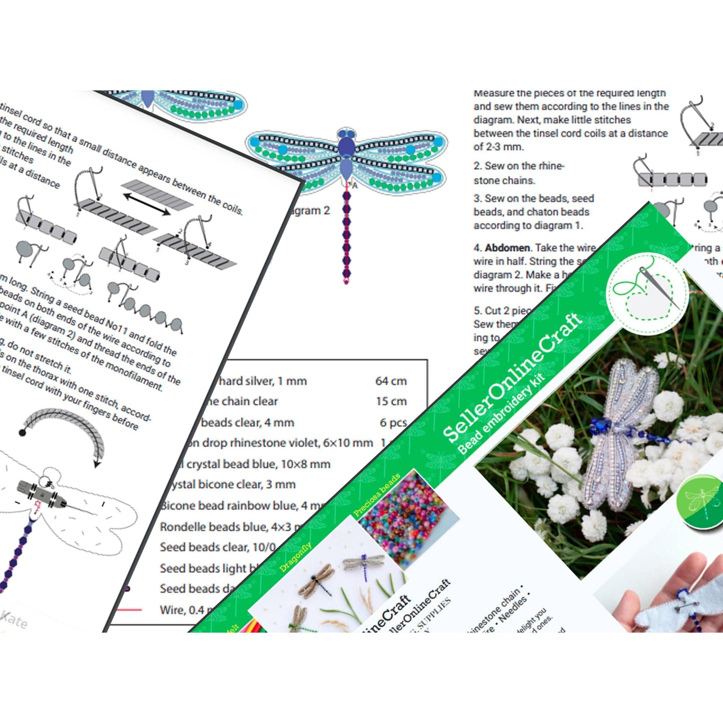 CraftShopOnline-Dragonfly Beaded Brooch Kit: DIY Insect Jewelry Making-craft kit-gather here online