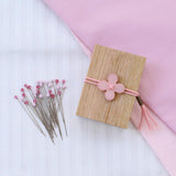 Cohana-Glass Sewing Pins in a Cherry-Wood Box-notion-Pink-gather here online