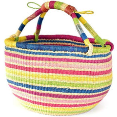 African Modern-Rainbow Connection Handwoven Decorative Bolga Basket-accessory-gather here online