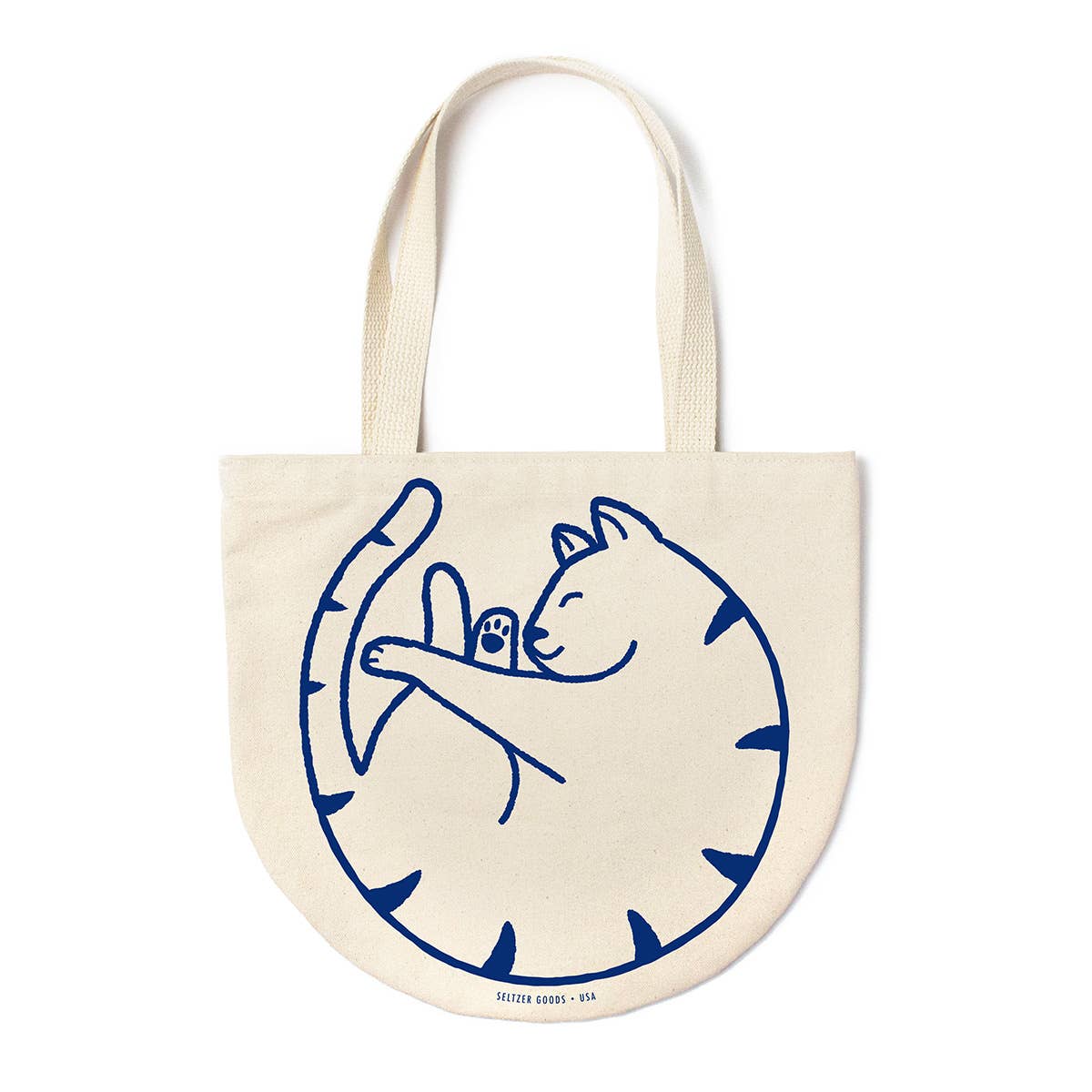 Seltzer Goods-Curled Cat Round Tote-bags & baskets-gather here online