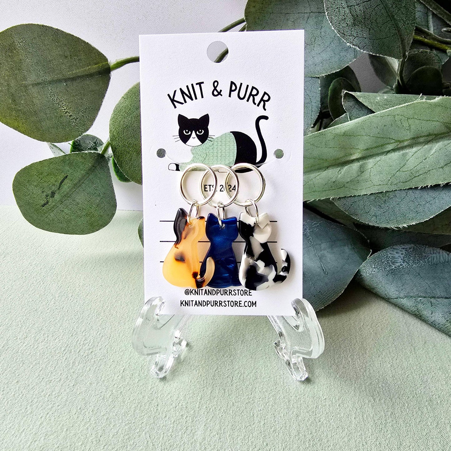 Knit and Purr-Amber Cat Stitch Markers-knitting notion-gather here online