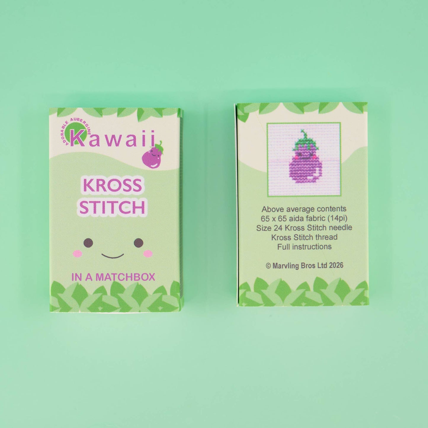 Marvling Bros Ltd-Kawaii Eggplant Mini Cross Stitch Kit-xstitch kit-gather here online