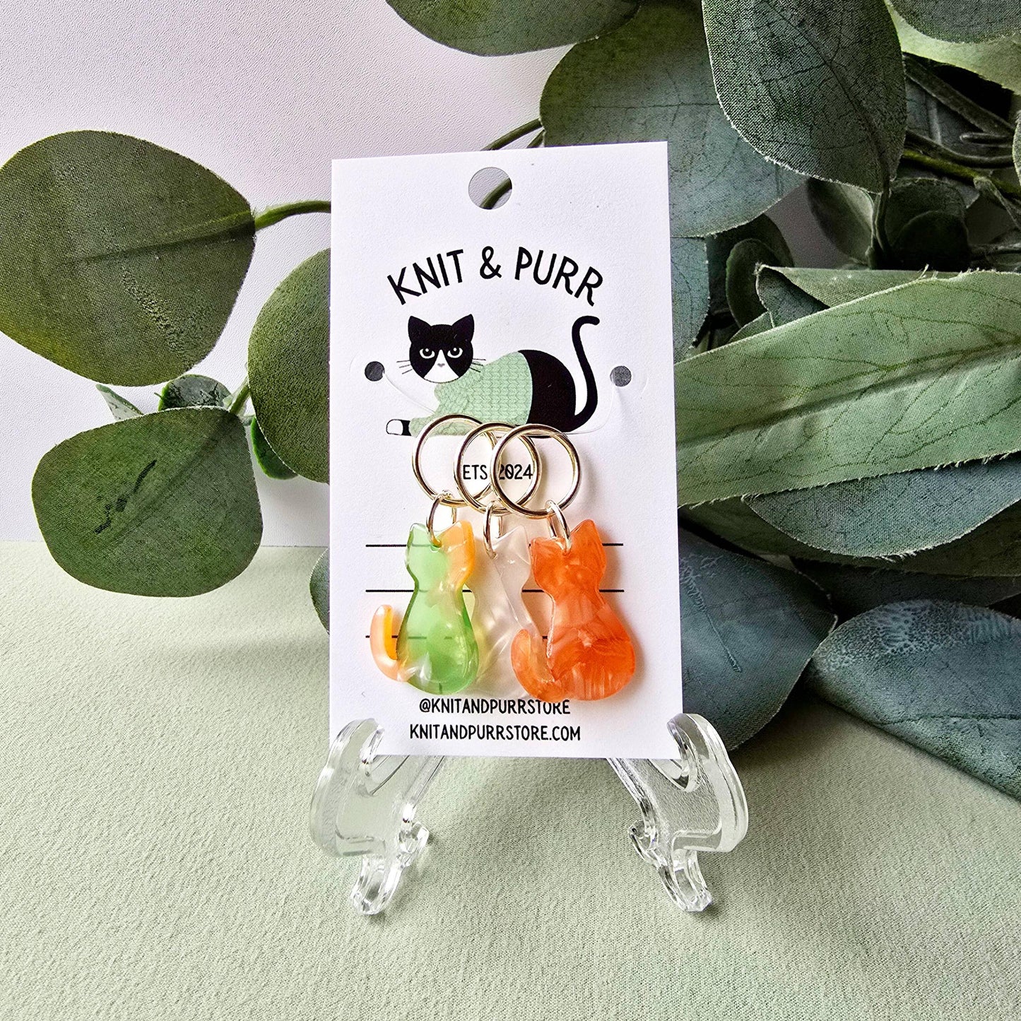 Knit and Purr-Anna Cat Stitch Markers-knitting notion-gather here online