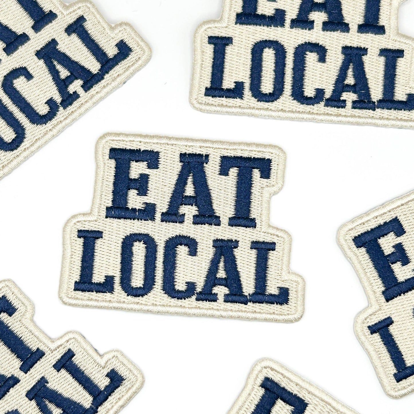 Field Trip Threads-Eat Local Embroidered Iron-On Patch-patches + pins-gather here online