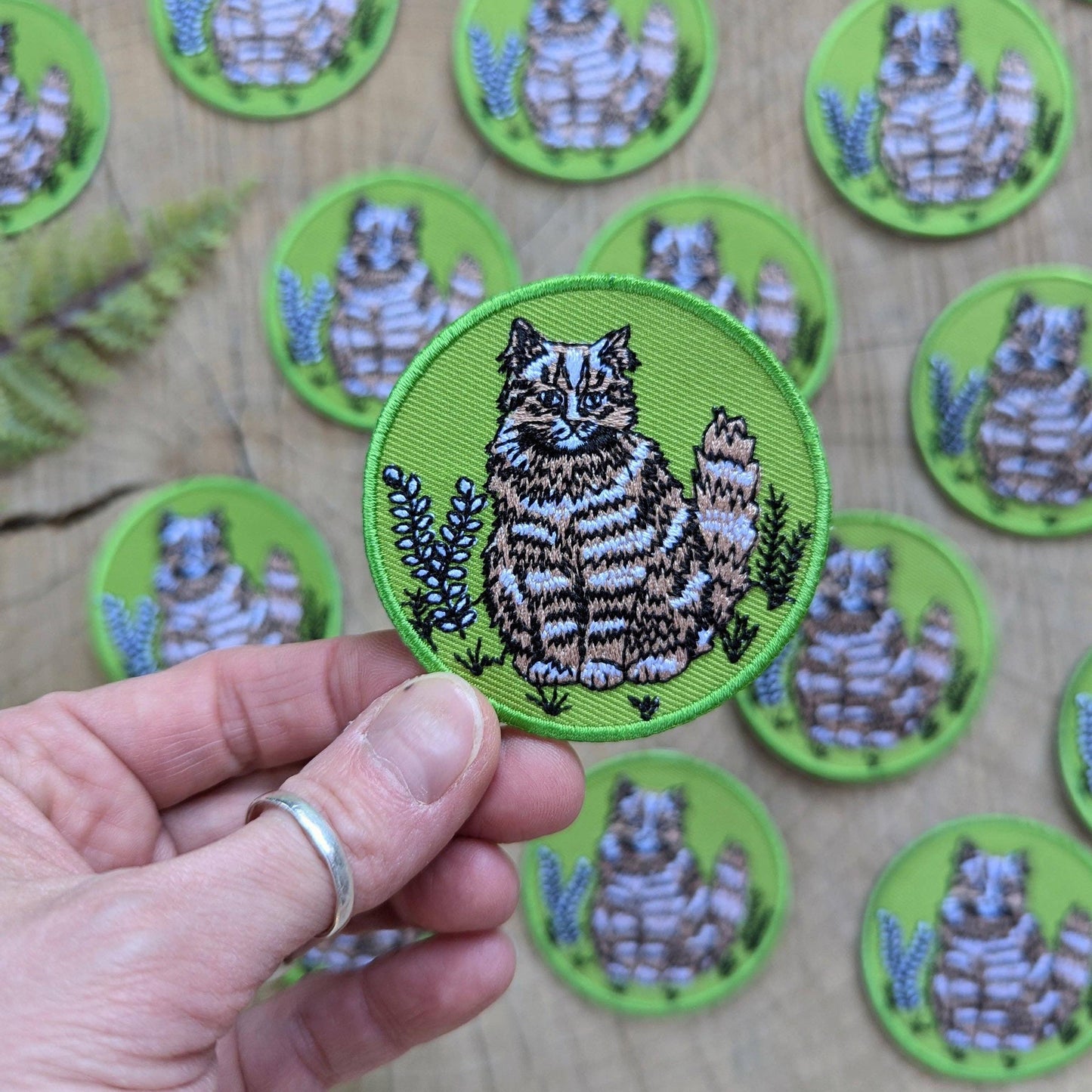 ilikesara-Green Outside Cat Iron-On Patch-patches + pins-gather here online