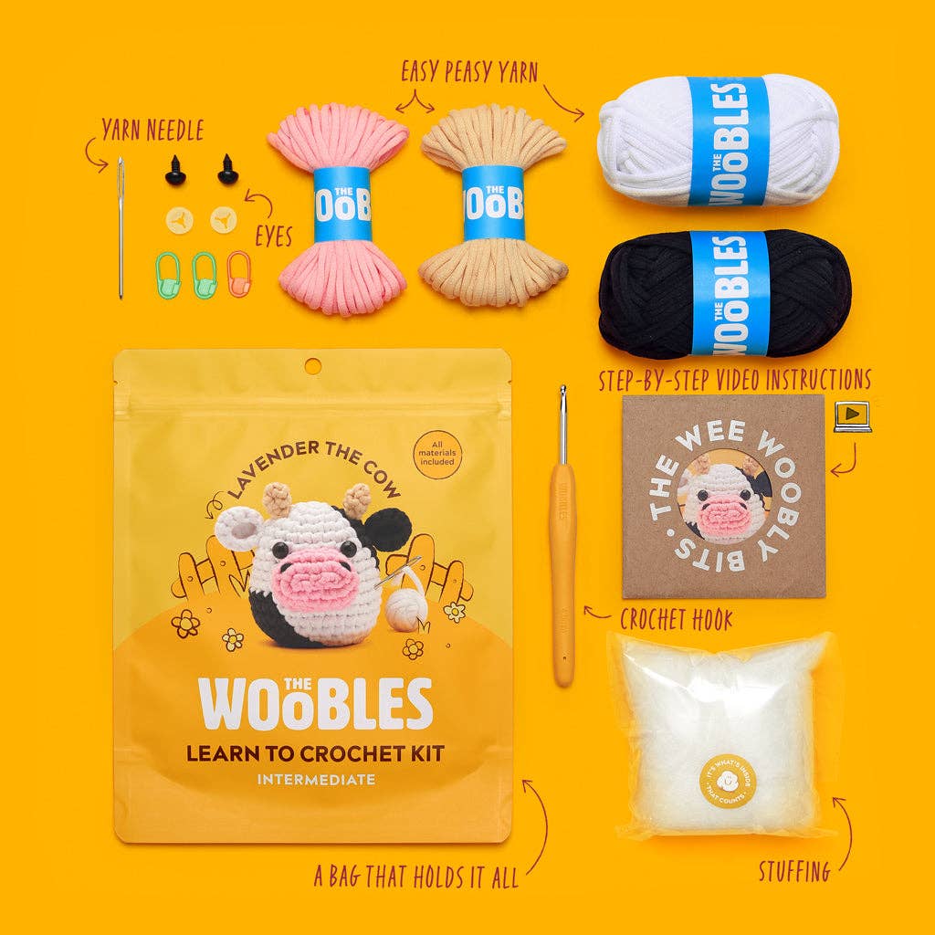 The Woobles-Lavender the Cow Crochet Kit-knitting / crochet kit-gather here online
