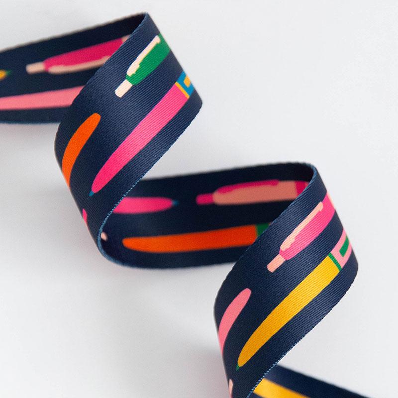 Ruby Star Society-Pens on Navy 1.5" Webbing-trim-gather here online