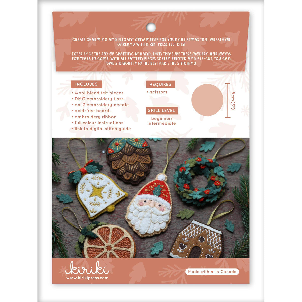 Kiriki Press-Dried Orange - Felt Ornament Kit-sewing kit-gather here online
