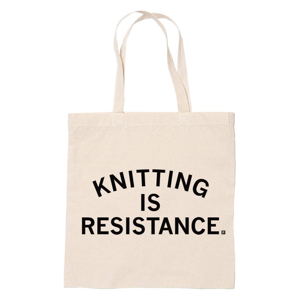 RAYGUN-Knitting Is Resistance Tote Bag-craft organizer-gather here online