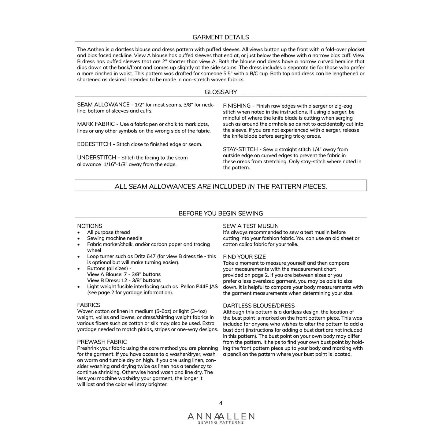Anna Allen Patterns-Anthea Blouse + Dress Pattern - PDF DOWNLOAD-sewing pattern-gather here online
