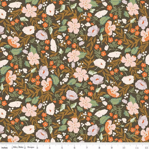 Riley Blake Designs-Boho Blooms Brown-fabric-gather here online