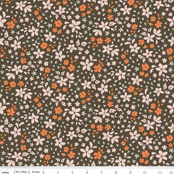 Riley Blake Designs-Petals Brown-fabric-gather here online