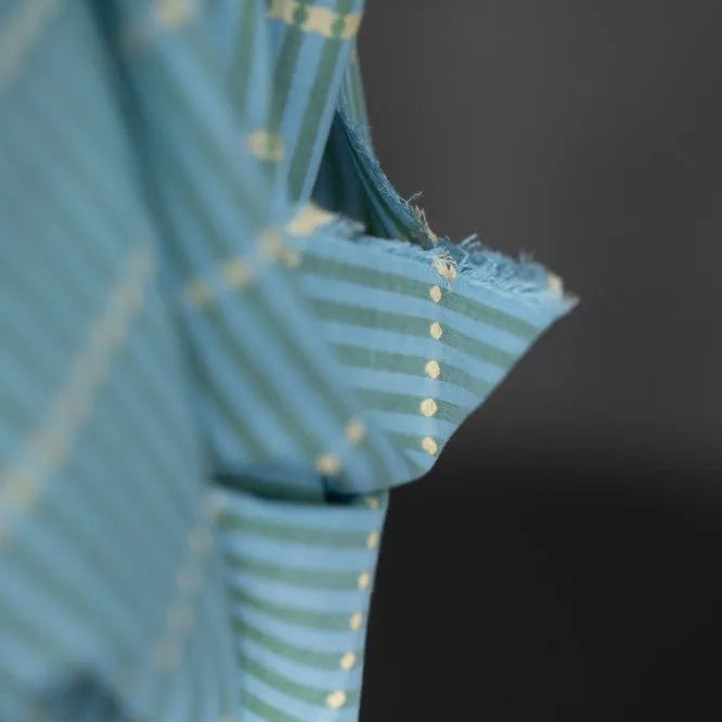 Blue/Green Lumiere Striped Indian Cotton