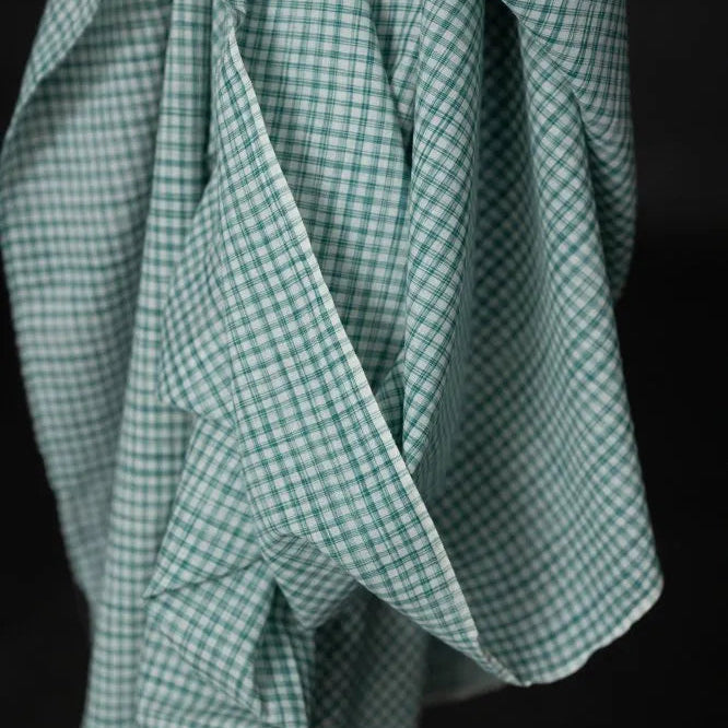 Merchant & Mills-Marley Green Handwoven Check Cotton-fabric-gather here online