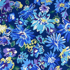Kiyohara-Big Blue Blooms on Cotton Dobby sheeting-fabric-gather here online