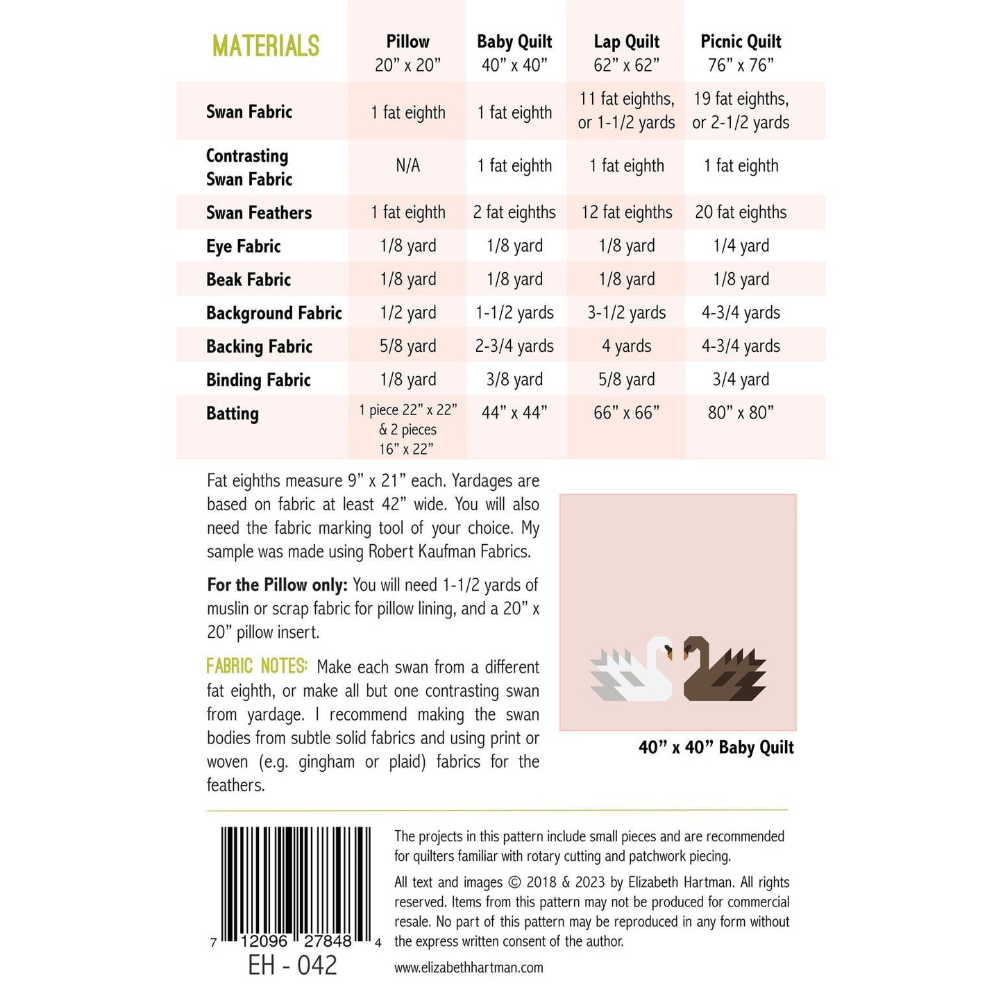 Elizabeth Hartman-Swan Island Quilt Pattern-quilting pattern-Default-gather here online