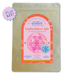Keller Design Co.-Snowflake Ornament Embroidery Kit - Pink/Blue-embroidery kit-gather here online