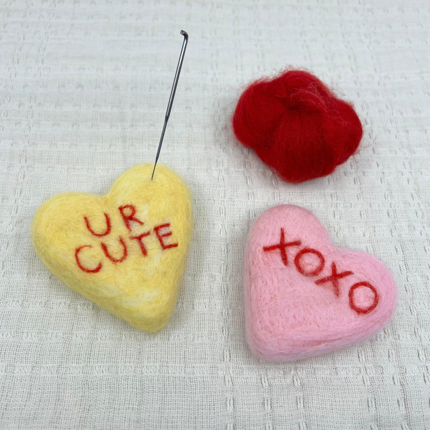 gather goods-Conversation Heart Needle Felt Deluxe Kit-craft kit-gather here online