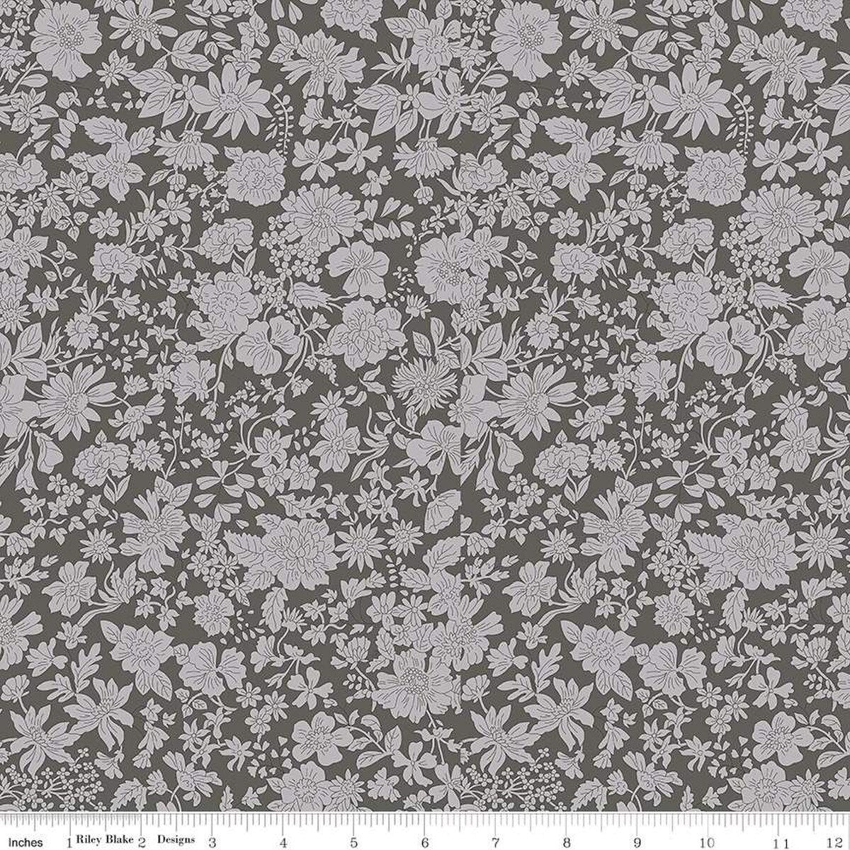 Liberty Fabrics-Emily Blossom Charcoal 107" Quilt Back-fabric-gather here online