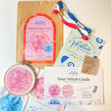 Keller Design Co.-Snowflake Ornament Embroidery Kit - Pink/Blue-embroidery kit-gather here online