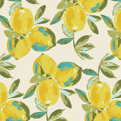 Art Gallery Fabrics-Yuma Lemons Mist on Knit-fabric-gather here online