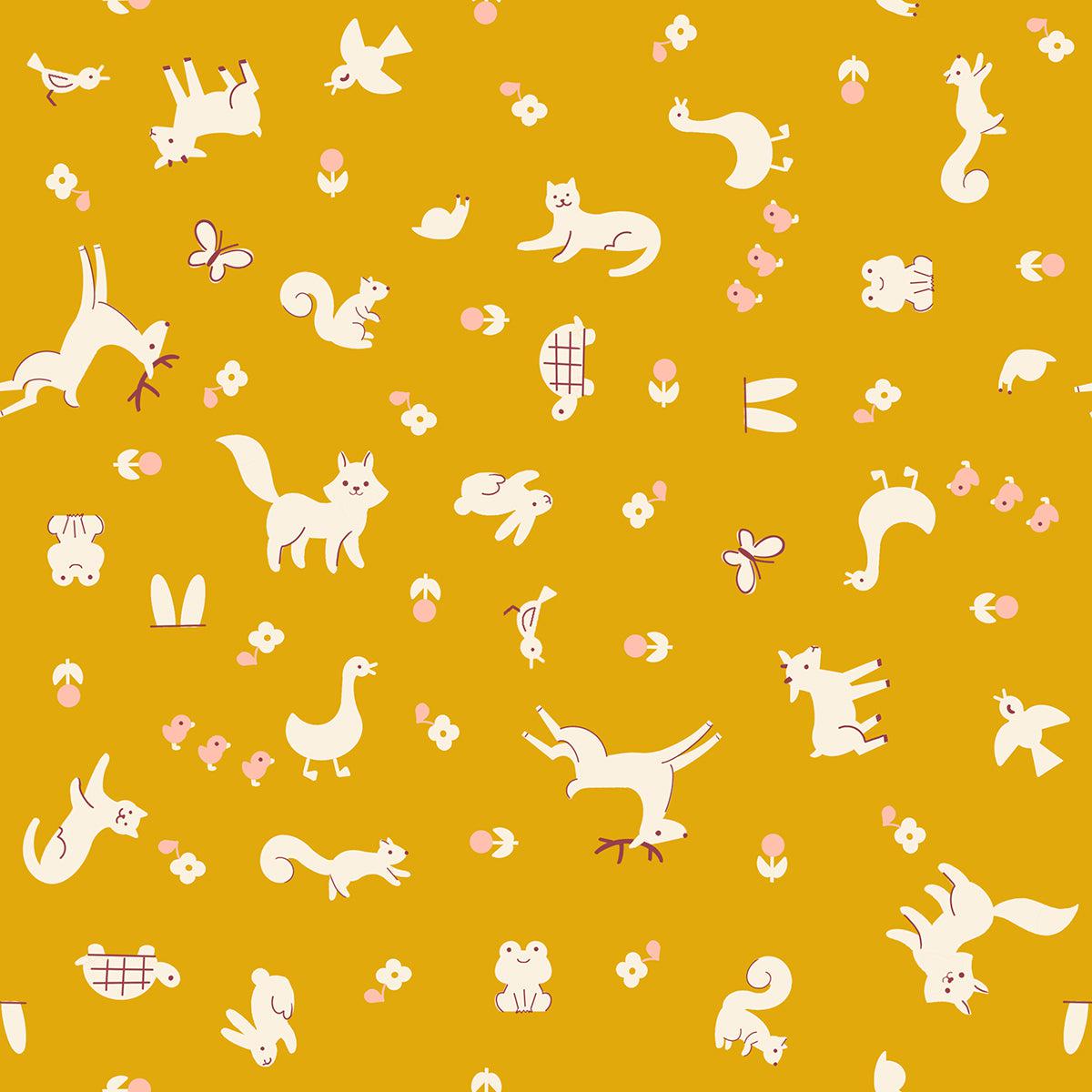 Ruby Star Society-Menagerie Goldenrod-fabric-gather here online