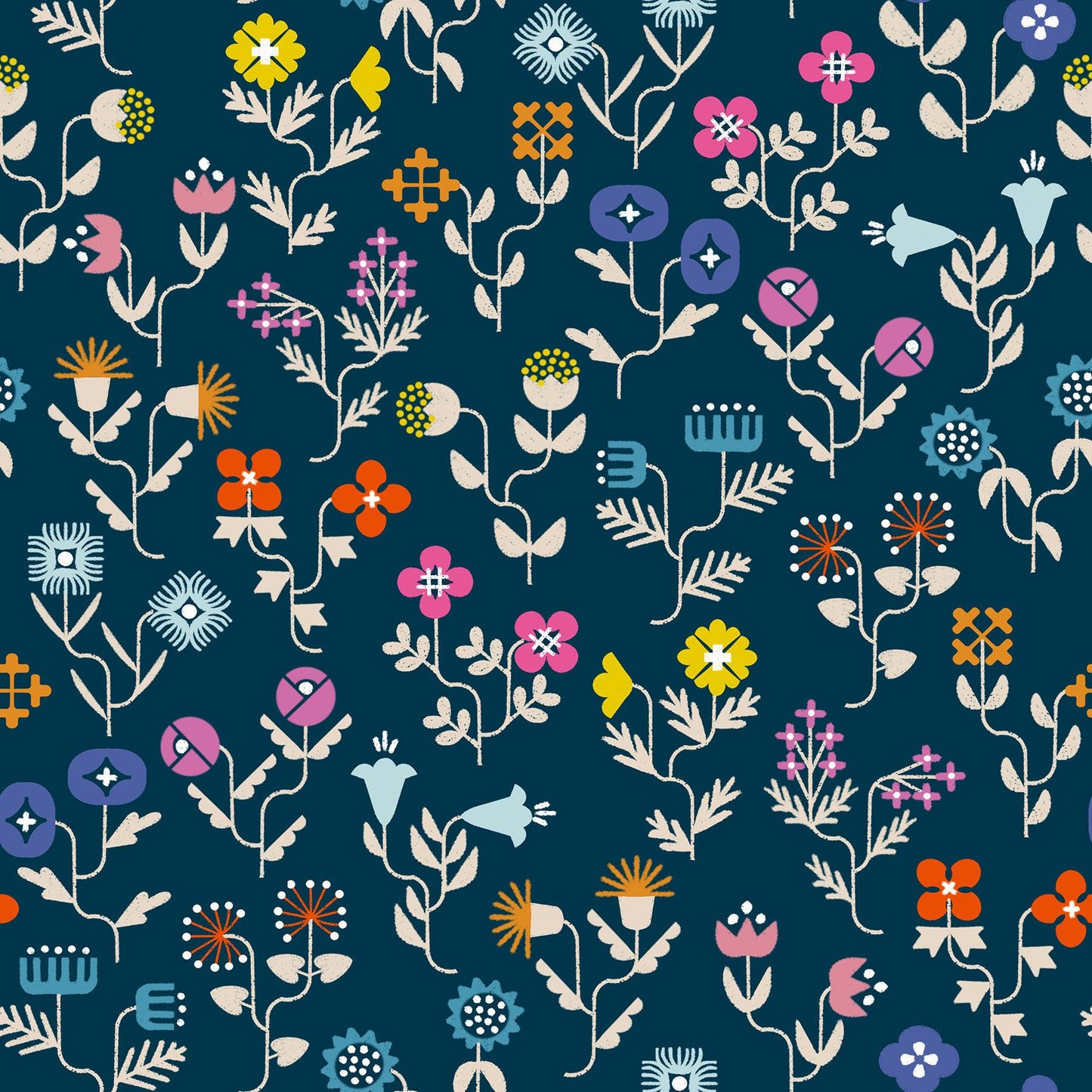 Ruby Star Society-Forget Me Not Navy on Cotton/Linen Canvas-fabric-gather here online